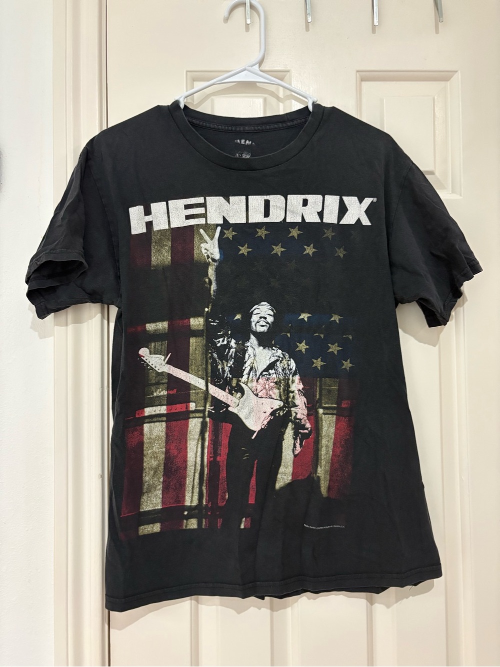 Jimi Hendrix American Flag Black Graphic Band T-Shirt size medium
